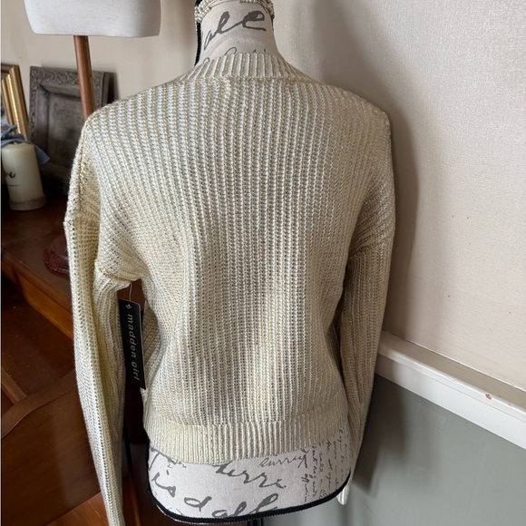 Madden Girl Cream and Gold Crew Neck Sweater 69.00 NWT - Picture 6 of 15